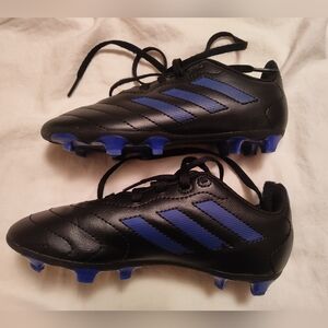 Girls Adidas black and blue soccer cleats